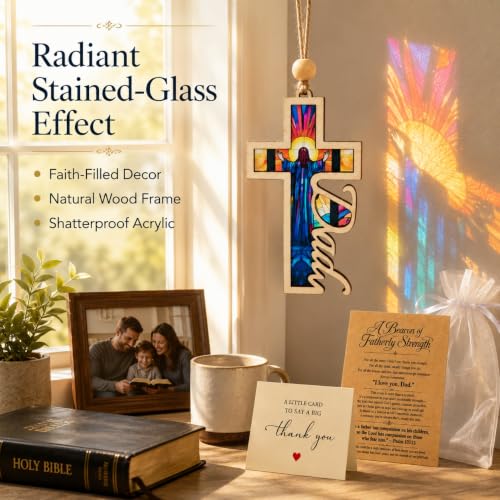 Cross Suncatcher, Christian Christmas Ornament for Dad Dad-jesus