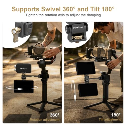 Adjustable Camera Monitor Mount with Quick Release NATO Clamp, Cold Shoe Mount, 360° Rotatable Field Gimbal Monitor Holder for DJI RS 5/RS 4 Mini/RS 4 /RS 4 Pro/RS 2 /RSC 2 /RS 3 /RS 3 Pro/RS 3 Mini W2203