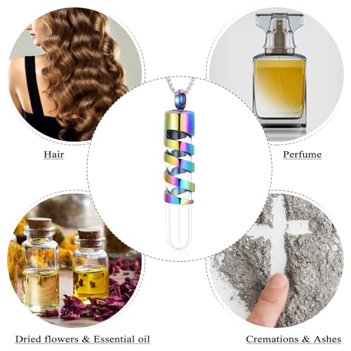 Oinsi Clear Glass Tube Cremation Urn Jewelry Ashes Holder Necklace Keepsake Memorial Pendant Including Box/Fill Kits Colorful