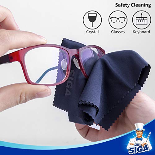 MR.SIGA Microfiber Glasses Cleaning Cloth, Spectacle Cleaner Cloth, 12 Pack Navy/Gray 12 Pack-6 X 7 inch