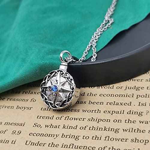 Nautical Compass Cremation Urn Necklace for Ashes Navy Anchor Crystal Memorial Remembrance Pendant Jewelry with Funnel Blue1