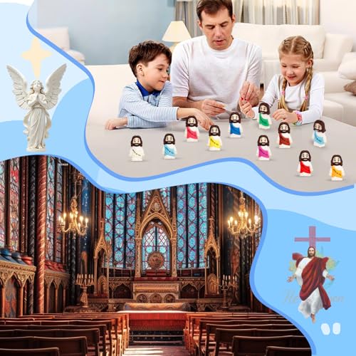 30PCS Little Jesus Figures, 10 Color Tiny Jesus Figurines in Bulk, Mini Jesus Figure Religious Gifts for Easter Egg Stuffers Fillers, Christian Valentines Gifts for Kids Women Mom (30PCS) 30
