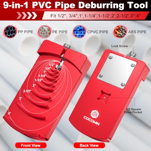 Cocowin PVC pipe deburring tool and cutter for external and internal chamfering, black and orange handheld design
