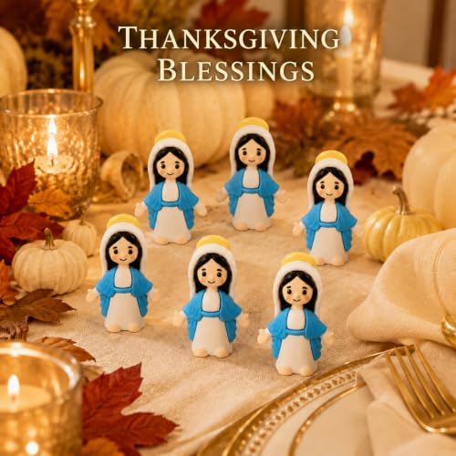 50 Mini Virgin Mary Figurines, Blue & White Catholic Party Favors 50