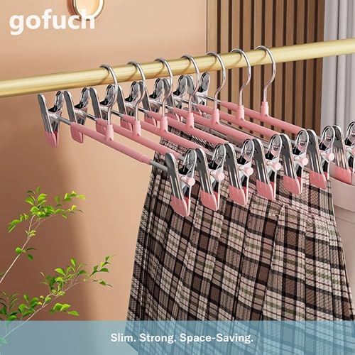 Pants Hangers with Clips - 20 Pack Heavy Duty, Non-Slip Adjustable Space Saving Skirt Hangers for Pants, Jeans, Shorts | Black | 12 Inch