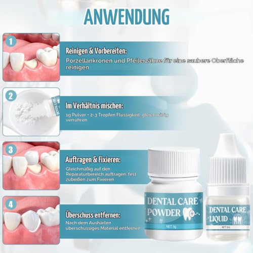 Dental cement self-hardening durable, fast curing | Dental adhesive for crowns, dentures glue, solution for crowns, bridges, dental caries and lost fillings