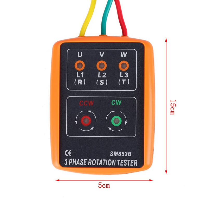 [Australia - AusPower] - Phase Tester Rotary Field Meter AC60 V ~ 600 V, EIMZU Rotation Display Tester Detector Meter 3 Phase with Crocodile Clips and Buzzer Tester Shows 
