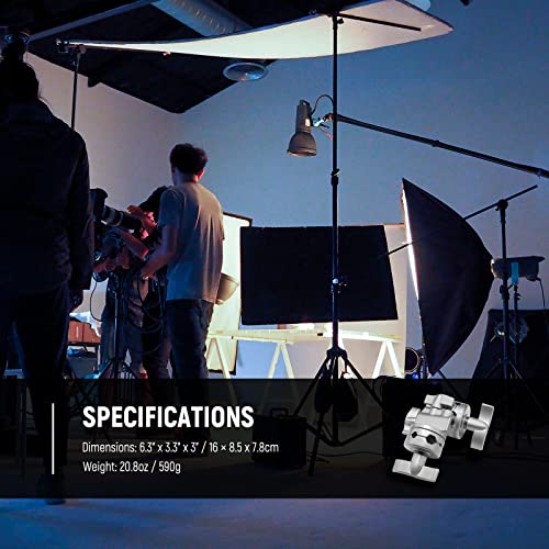 NEEWER Multi Functional Heavy Duty 2.5-inch Grip Head Swivel Head Holder Mounting Adapter for Light Stand, Extension Boom Arm and Other Photographic Equipment with 1/2,1/4,3/8,5/8-inch Mount (Silver) ST-C-NAAP(Silver）