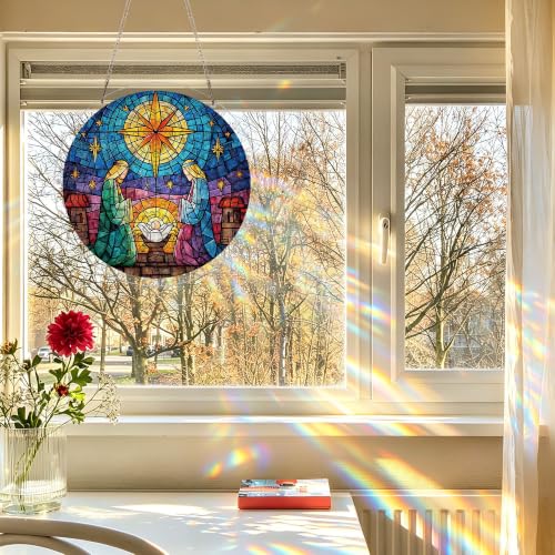 Religious Jesus Nativity Scene Acrylic Suncatcher Puzzle Gift for Women Color 03