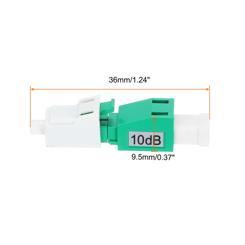 QUARKZMAN 10dB LC Fiber Attenuator, LC/APC Singlemode Fiber Optic Connector Male to Female for Fiber Optic Transmission, Pack of 2 10 dB