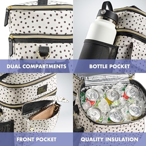 Fit & Fresh Westminster Dual Compartment Insulated Lunch Bag w/Containers Standard Taupe and Black Dot