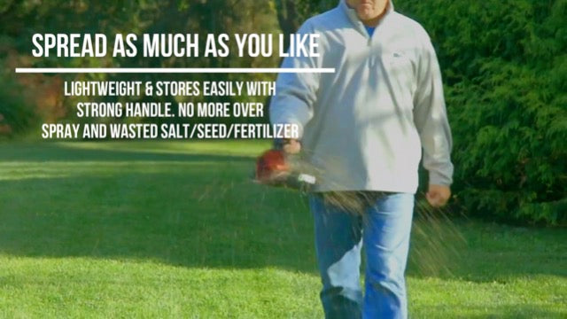 Spot Spreader hand spreader shaker for seed, salt, de-icer, ice melt, earth food and fertilizer with adjustable openings