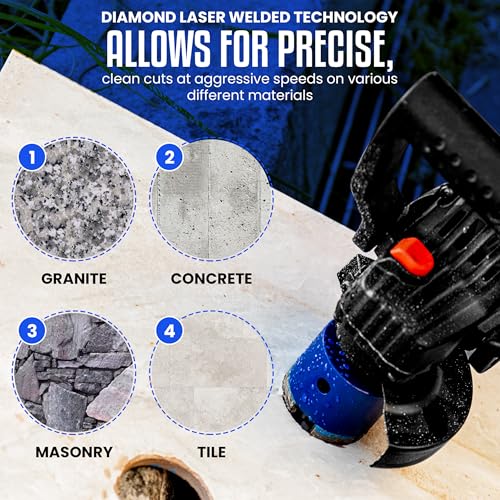 CrestHome 2-inch diamond core drill bit hole saw for tile, concrete, granite, marble, stone, and brick