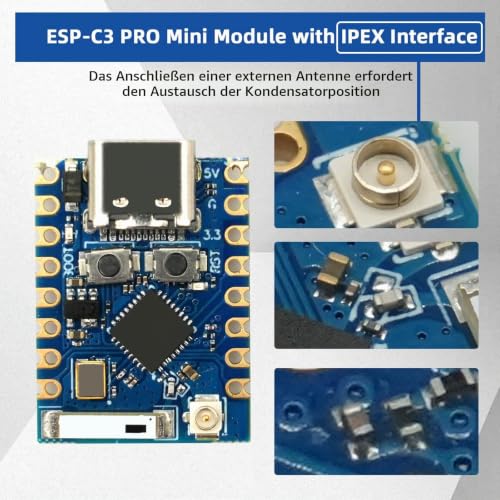 ESP32-C3 PRO Mini Development Board, ESP32-C3 Pro Mini Module Onboard ESP32-C3FH4 Chip WiFi Bluetooth ESP32 Development Board for Arduino Pack of 3