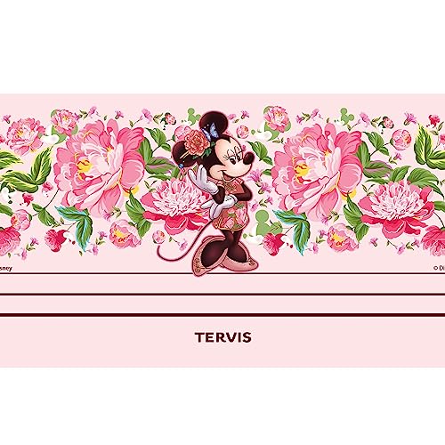Tervis Traveler Disney Minnie Mouse Neo Chinese Floral Triple Walled Insulated Tumbler Travel Cup Keeps Drinks Cold & Hot, 20oz, Stainless Steel