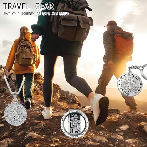 SHENYI 3 Pcs St Christopher Keyring Travel Gift for Men or Women Saint Christopher Token Medal new car gifts and Accessories for Safe Travels Safety and Protection