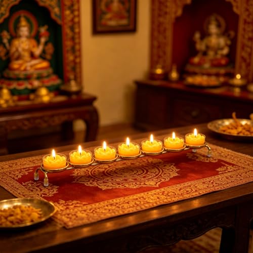 7 Cups Diwali Diya Candle Holder Indian Pooja Items Decorative Diwali Gifts