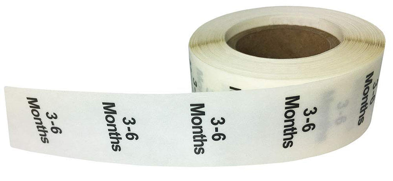 Clear Circle 3-6 Months Clothing Size Stickers - 3/4 Inch Round, 500 Clear Plastic Adhesive Labels Per Roll for Retail Apparel, Baby Clothing Organization, and Inventory - Made in the USA