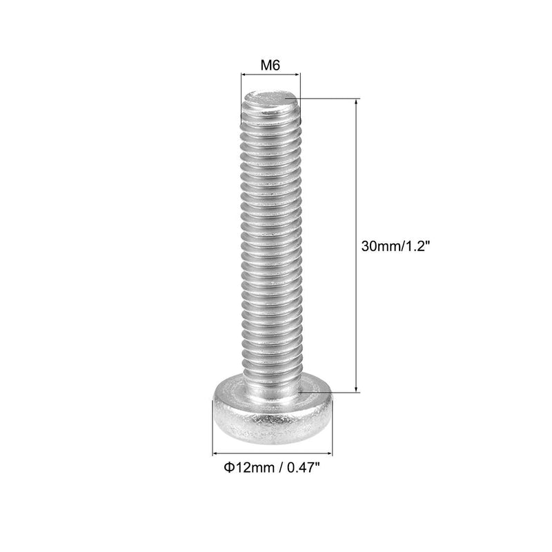 [Australia - AusPower] - uxcell M6x30mm Machine Screws Pan Phillips Cross Head Screw 304 Stainless Steel Fasteners Bolts 10Pcs 