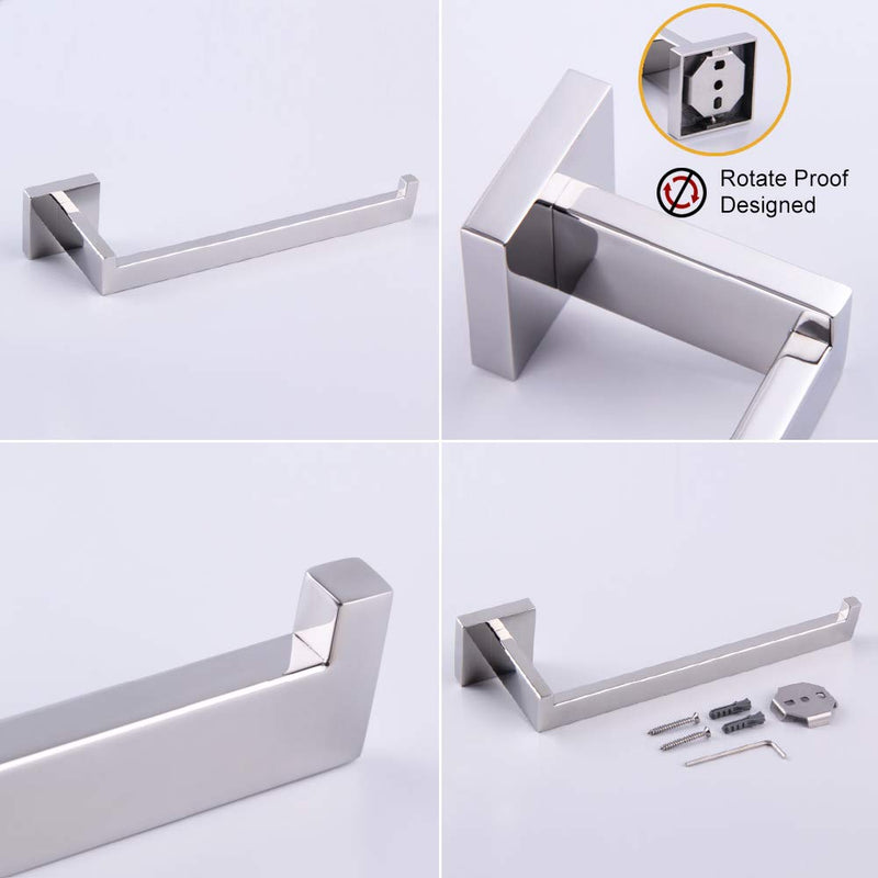 GERZWY Contemporary Stainless Steel Wall Mounted 3-Piece Bathroom Hardware Set - Towel Ring Toilet Paper Holder Towel Hooks, Polished Finish FG16567-3JG