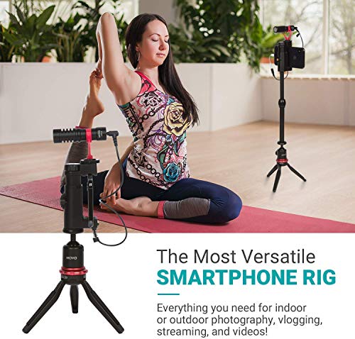 Movo VXR10+ iPhone Vlogging Kit Mini Tripod, Phone Grip, and Video Microphone Compatible with iPhone 12 Pro, 12, 11, 11 Pro, X, 8, 7, 6 and Android - for YouTube, TikTok, and Streaming