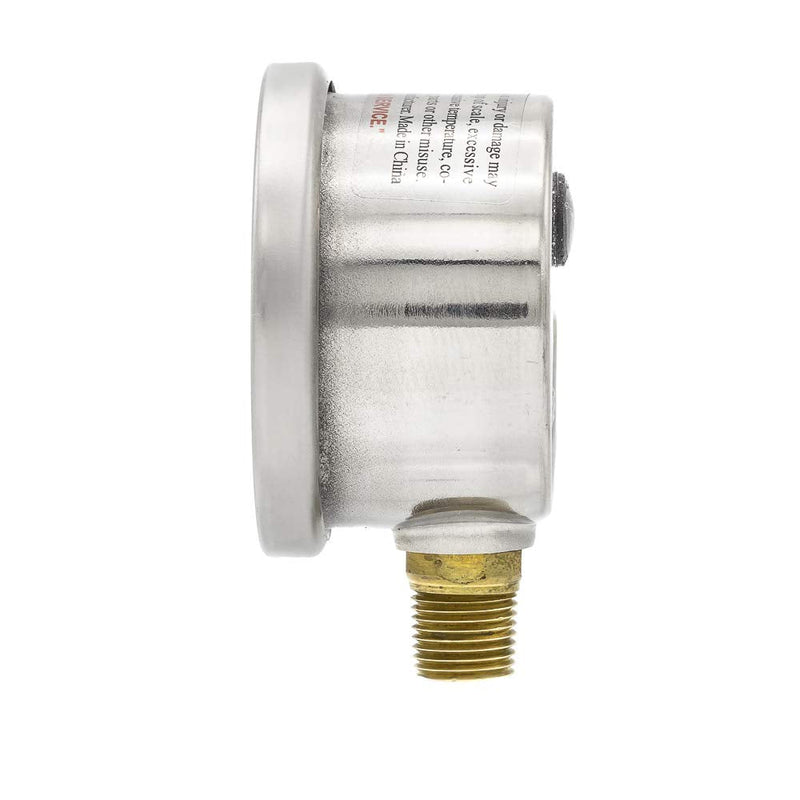 [Australia - AusPower] - PIC Gauges 201L-158G Bottom Mount Glycerine Filled Pressure Gauge w/ SS Case, Brass Internals, SS Bezel, PC Lens, 1.5" Dial, 0/200 psi Range, 1/8" Male NPT 0 - 200 PSI 