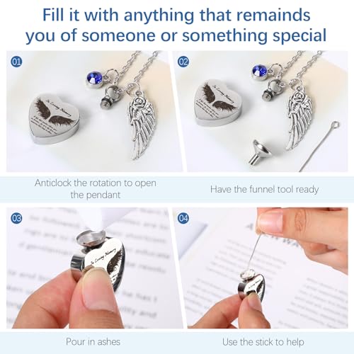 Ecation 18 Pcs Small Cremation Urns and Ashes Necklace Set, Blue