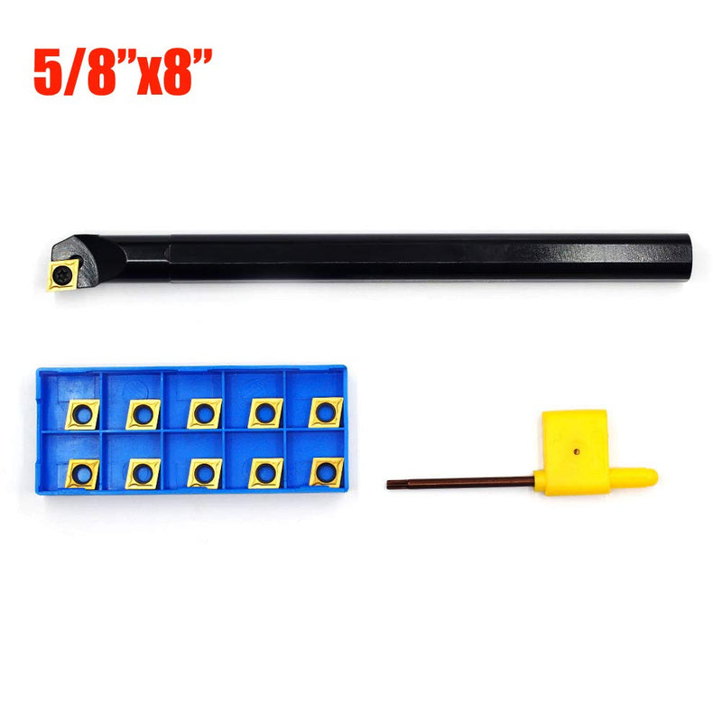 [Australia - AusPower] - OSCARBIDE 5/8'' x 8''Indexable Boring Bar with 10 Pieces Carbide Inserts CCMT09T304(CCMT32.5) Right-Hand Sclcr Boring Bar,1 Piece 