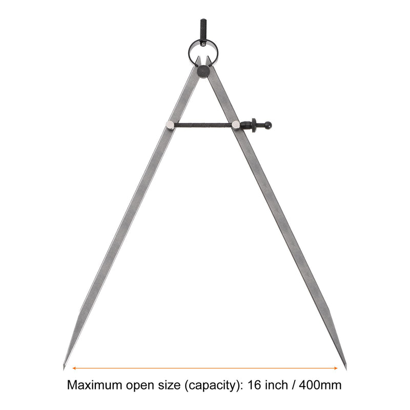[Australia - AusPower] - HARFINGTON Spring Joint Caliper 16 inch / 400mm Adjustable Spring Divider Caliper with Solid Nut for Metalworking Geometry Drawing Woodworking, Flat Leg 