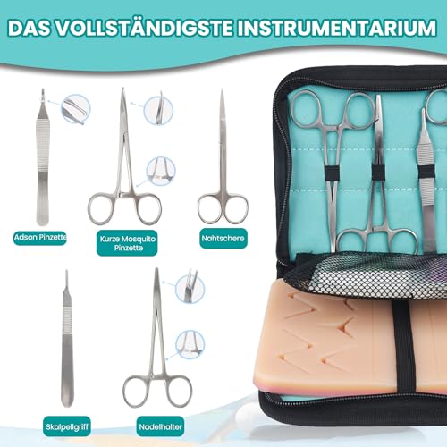Seam Set with Ultra Realistic Silicone Pad - Seam Training Set for Medical Students with E-Learning, Complete Exercise Set, Gift for Medicine Students