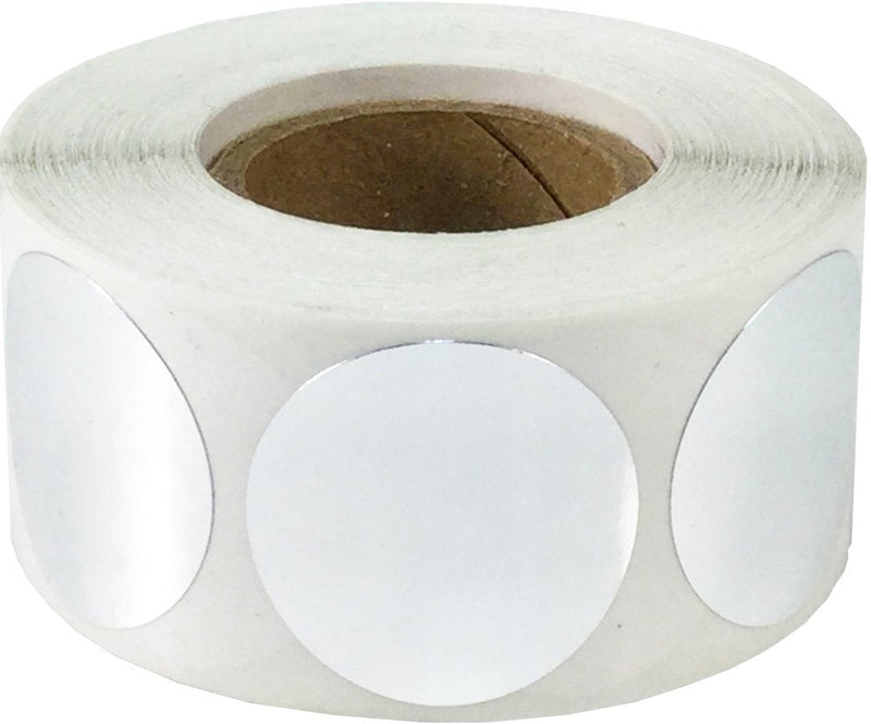 Metallic Silver Color Coding Labels for Organizing Inventory – 1 Inch Round Circle Dots, 500 Total Adhesive Stickers on a Roll – Metallic Plastic – Made in the USA Metallic Silver