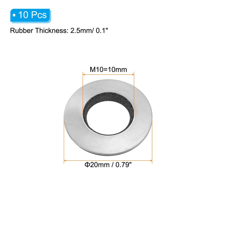 [Australia - AusPower] - PATIKIL 304 Stainless Steel EPDM Bonded Sealing Washers, 10 Pieces 3/8"x25/32" Neoprene Rubber Washers Bonded Sealing Gaskets for Marine Roof Bolt Supply 3/8"x25/32" 