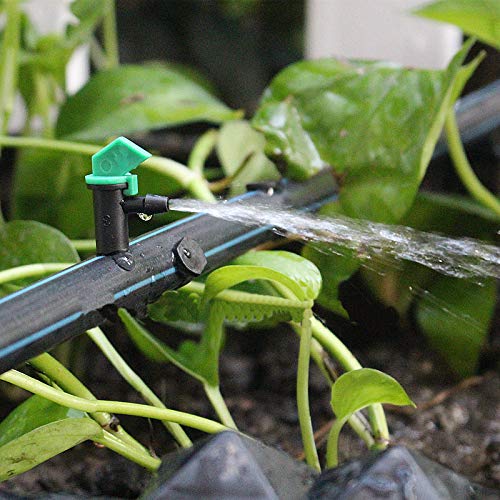 [Australia - AusPower] - Lxcom Lighting 100 Pack 4 GPH Flag Drip Emitter Drip Emitters 16L/H Emitter Sprinkler Drippers System Parts Connect 4mm/7mm Hose for Lawn Vegetables Garden (Green) 