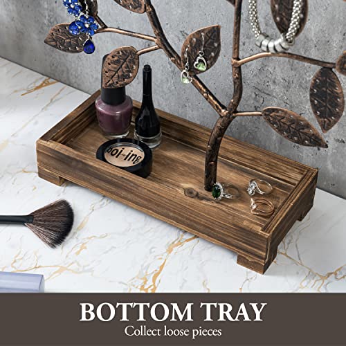 MyGift Bronze Jewelry Tree, Earring Organizer with Wood Ring Tray, 68 Pair