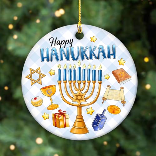 Hanukkah Gifts 2025, Meaningful Spiritual Jewish Gifts for Women, Men, Double Sided Christmas Ornament for Hanukkah Decorations Tree, Gift for Jewish Men Friends, Neighbors, Mom, Dad