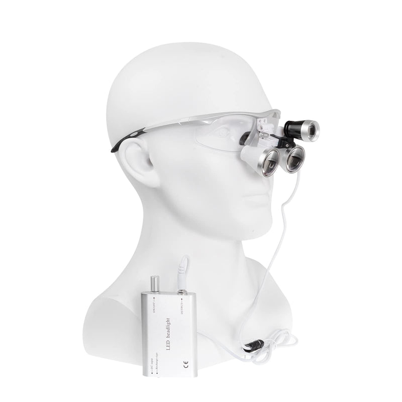 Bestlife 3.5x420mm Dental Medical Binocular Loupes with Head Light Lamp (Silver)