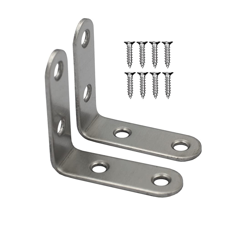 [Australia - AusPower] - DGOL 12 pcs 2 x 2 x 0.62 inch Stainless Steel Corner Bracket, L Shaped Joint Right Angle Braces with 48 pcs Screws 