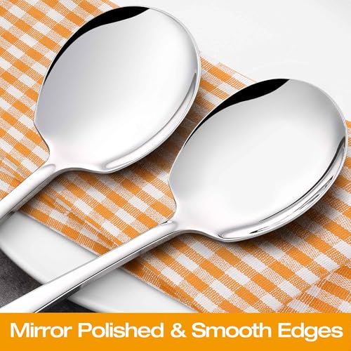 Extra Large Serving Spoons Set of 4-Piece, 11.7-Inch Silver Serving Spoon 18/8 Stainless Steel Serving Utensils for Buffet, Parties, Catering, Banquet - Dishwasher Safe (4-Pack, Silver) 4-Pack, 11.7"