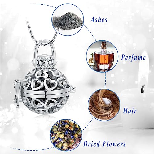 Lantern Urn Necklace for Ashes Lantern Hollow Flower Cremation Jewelry Stainless Heart Memorial Keepsakes Ash Pendant for Men Women Blue