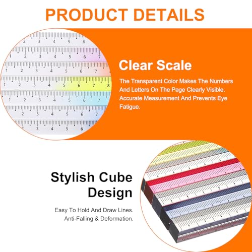 QUARKZMAN Acrylic Clear Straight Rulers 30 cm Metric Transparent Gradient Three-Dimensional Plastic Ruler Square Cube Measuring Tool for Classroom Office Purple | Dreidimensional Plastik Lineal Quadrat Würfel Messwerkzeug Für Classroom Office Lila 30cm 1