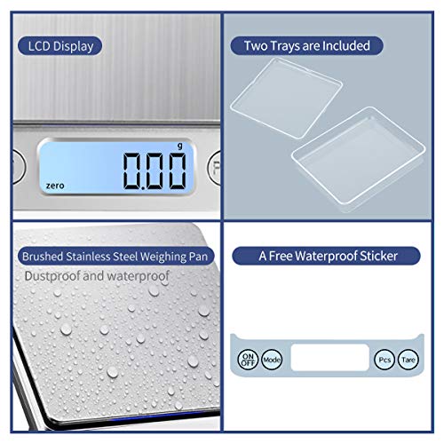 Upgraded Large Range Small Kitchen Scale 1kg/0.01g, USB Charging Mini Food Electronic Scale, High Accuracy Cooking Scale, for Jewellery Gold Coffee Herb Coin Pocket Scale with LCD Display