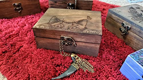 Engraved Kitty Cat Jewelry Box Beautiful Trinket Keepsake Box,Earrings Necklace Storage Box for Girls Women,Gift Idea Valentine's Day, Weddings, Animals Cat Lover Gifts Ornament for Home Décor