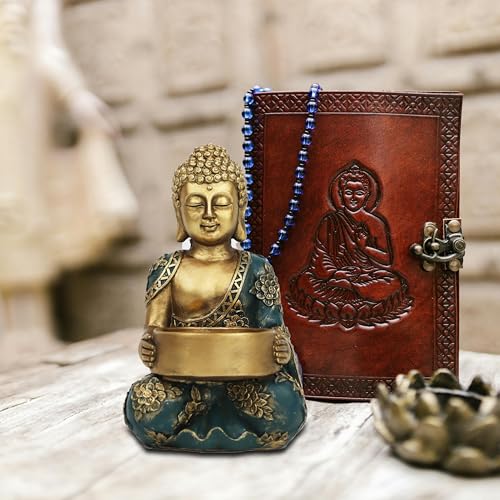 Hand-Painted Golden Resin Buddha Statue Candle Holder