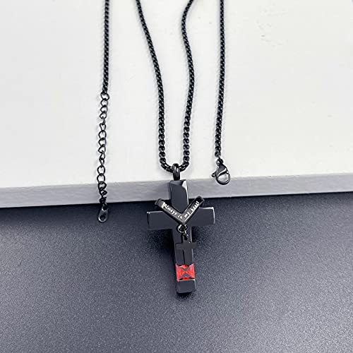 Birthstone Cross Urn Necklaces for Ashes Cremation Jewellery Urns for Human Ashes Memorial Urn Keepsake Pendant July