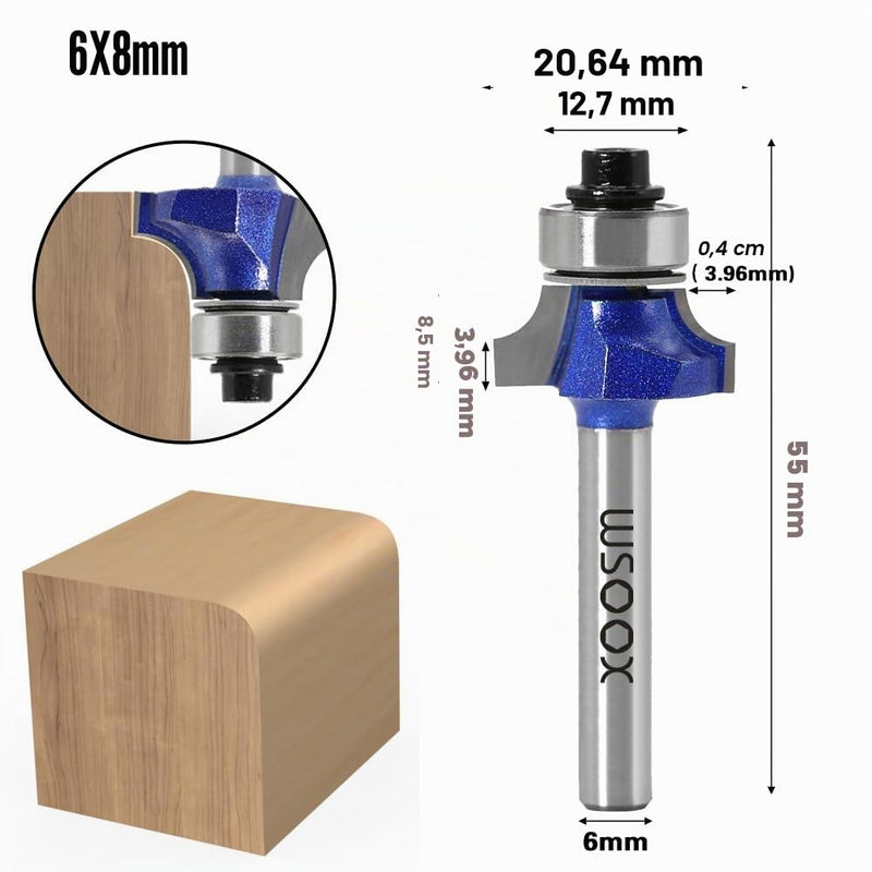 4-Piece Rounding Cutter Standard Milling Cutter Set for Wood with 6 mm Shank, Milling Cutter for Router Set