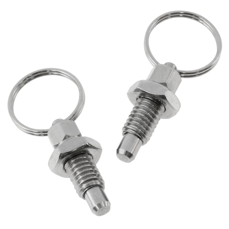 [Australia - AusPower] - Spring Plungers Spring Pins Stainless Steel Spring Handles Non-Locking Short Column Manual Retractable Spring Plungers with Pull Rings 2PCS 