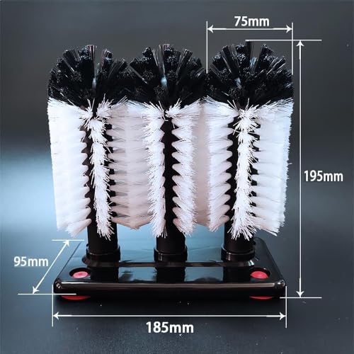 Etmdoeve glass cup washer brush with suction base and three brushes for bottle cleaning, 2-pack