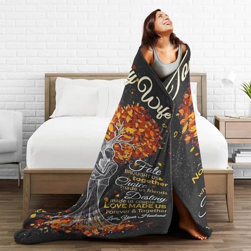 to My Wife, Love Made Us Forever Blanket Ultra-Soft Warm Plush Soft Throw Gifts Lightweight Flannel Blankets for All Season Bed Couch Chair Living Room 80"x60" Large for Men Women Black5 80"x60"