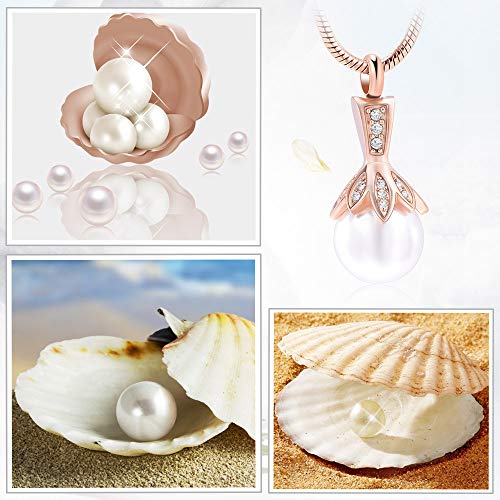 Memorial Jewelry Pearl Urn Necklace - Cremation Ashes Holder Keepsake for Women Rose Gold