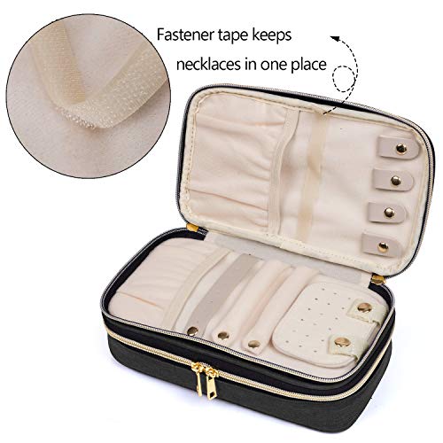 Black Teamoy travel jewelry case organizer with multiple compartments, designed for storing jewelry securely during travel.